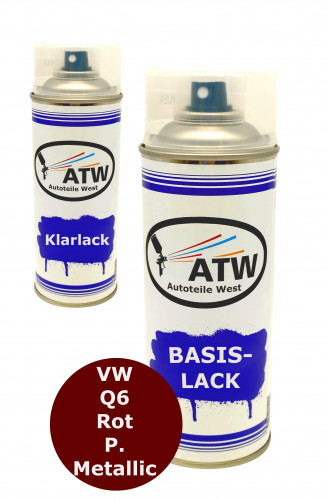 Autolack für VW Q6 Rot P. Metallic+400ml Klarlack Set